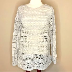 Casual Corner | Tan Crochet Bohemian Sweater